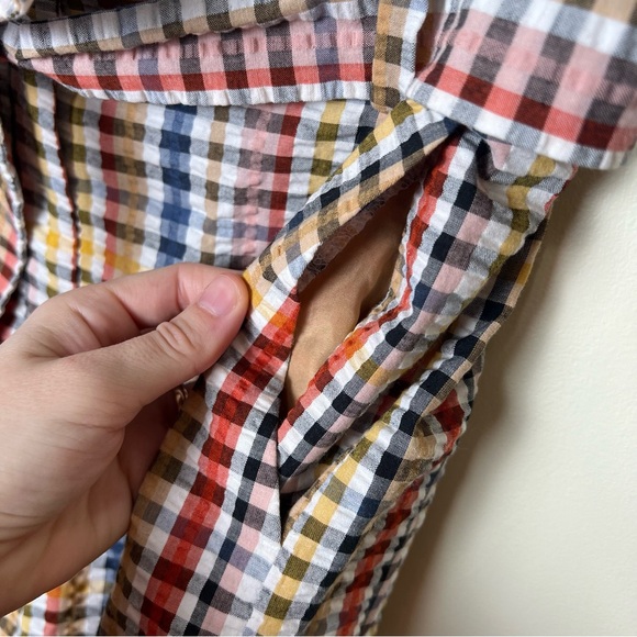 Loft NWT Paperbag Pull On Gingham Plaid Belted Shorts Multicolor High Rise Large - Picture 6 of 11